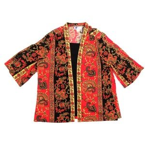 NWOT Vintage 90s Baroque Royalty Black Gold Red Wrap Jacket 24W Made USA